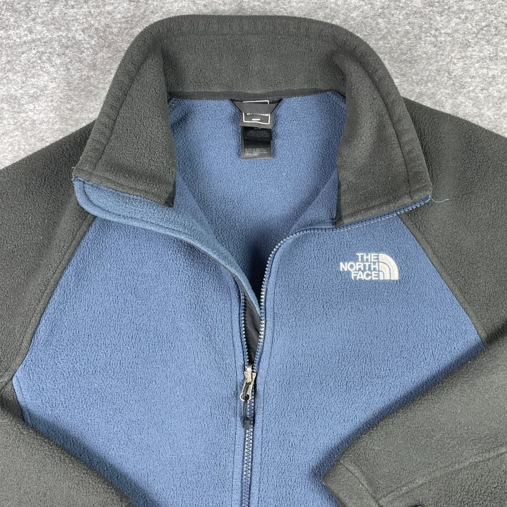The North Face Fleece Jacket Mens XL Blue Black Full Zip Denali Outdoor